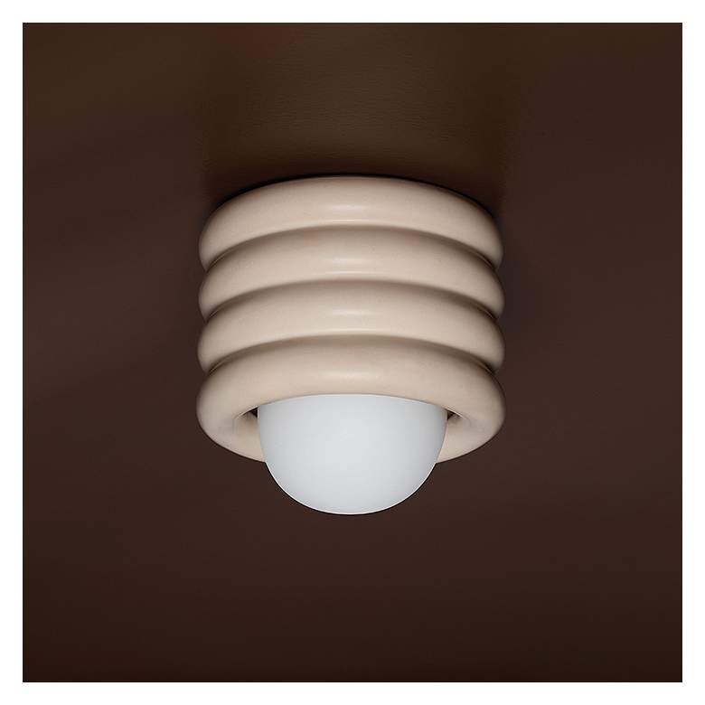 Image 1 Bibi 1 Light Flush Mount Aged Brass/Ceramic Antique Ivory