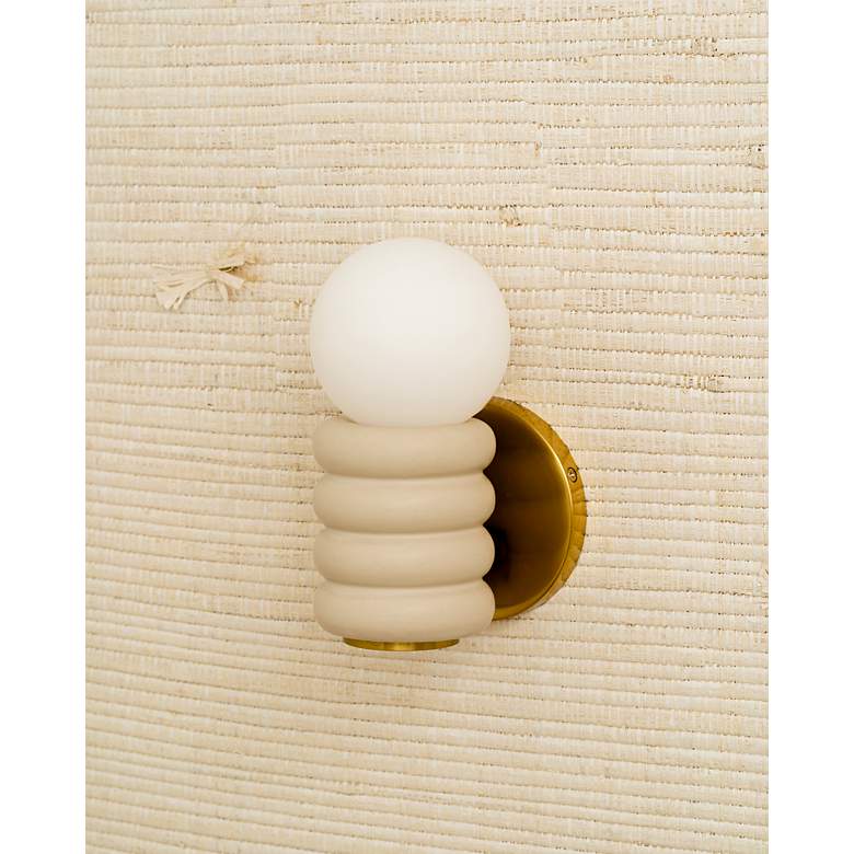 Image 4 Bibi 1 Light Flush Mount Aged Brass/Ceramic Antique Ivory more views