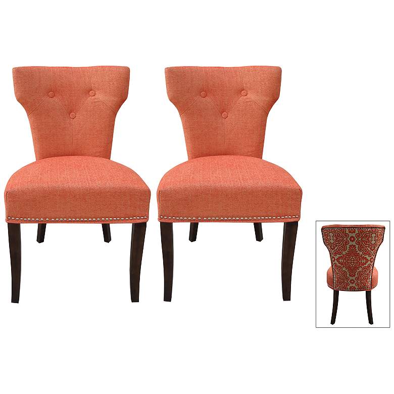 Image 1 Bicci Orange and Brown Dining Chair Set of 2