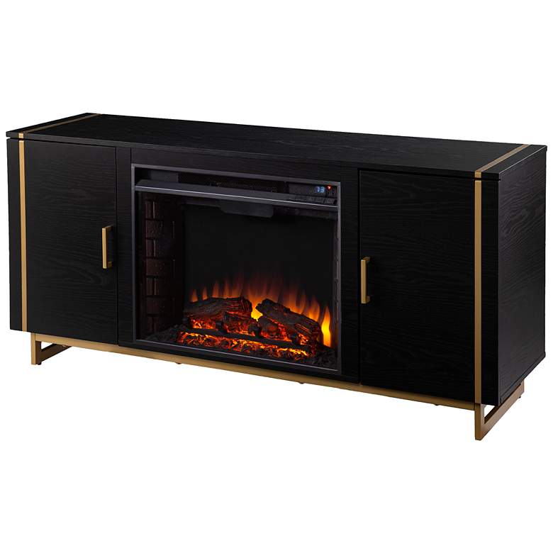 Image 2 Biddenham Black LED Electric Fireplace with Media Storage