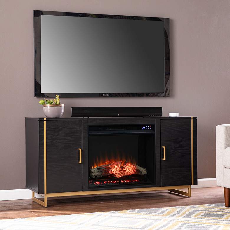 Biddenham Black LED Electric Fireplace with Media Storage