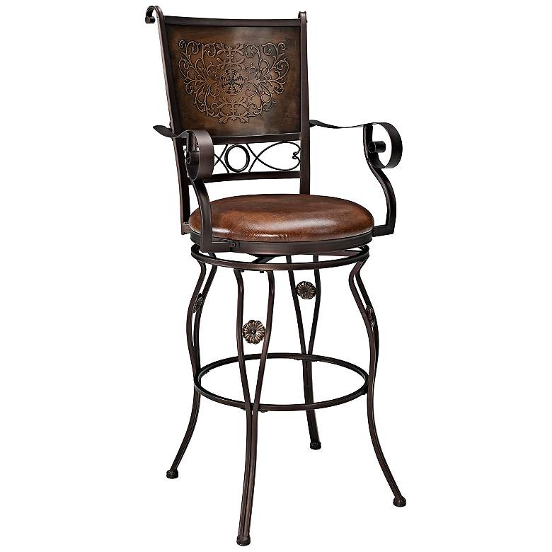 Image 1 Big and Tall Stamped Copper 30 inch Bronze Bar Stool