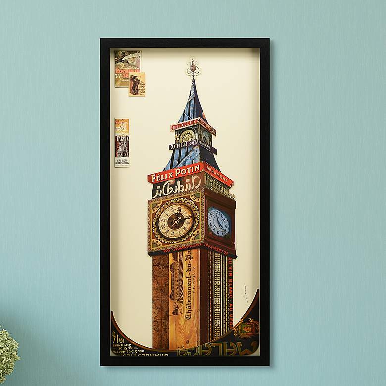Image 1 Big Ben 33" High Dimensional Collage Framed Wall Art