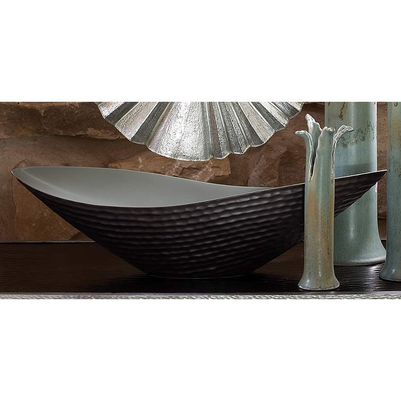 Image 1 Big Bend 24 inch Wide Matte Brown Ceramic Decorative Bowl