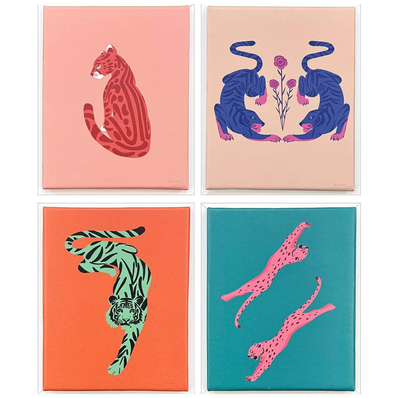 Image 1 Big Cat 9"W x 11"H Canvas Set of 4