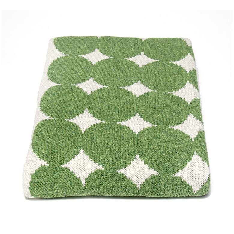 Image 1 Big Dots Avocado Green Jacquard Knit Throw Blanket