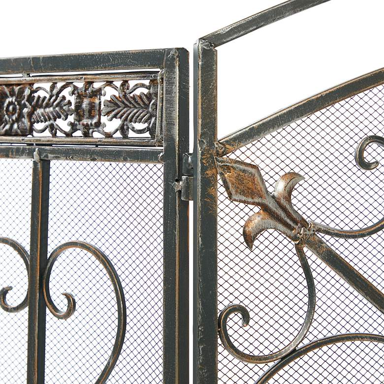Image 4 Big Easy Black 31"H 3-Panel Fleur De Lis Fireplace Screen more views