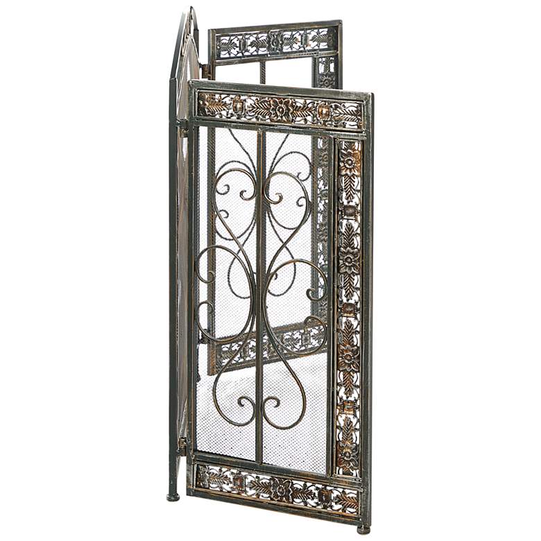 Image 5 Big Easy Black 31 inchH 3-Panel Fleur De Lis Fireplace Screen more views