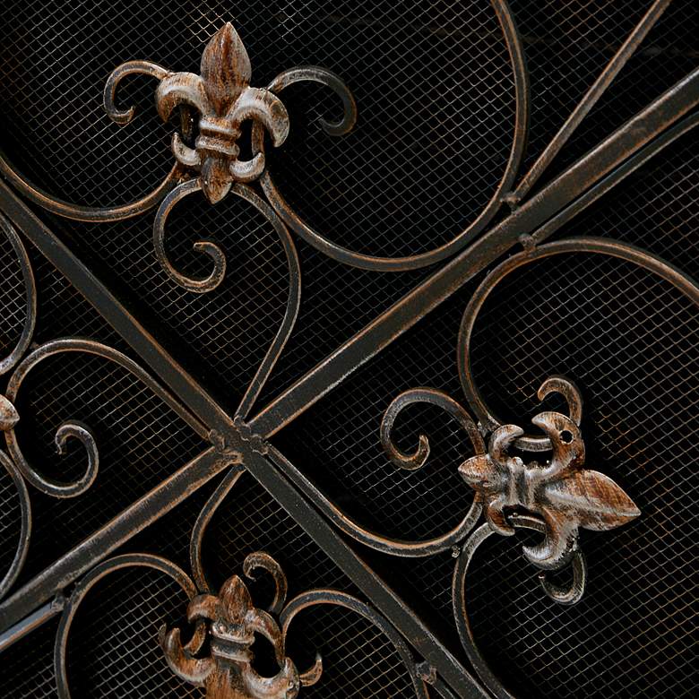 Image 6 Big Easy Black 31"H 3-Panel Fleur De Lis Fireplace Screen more views
