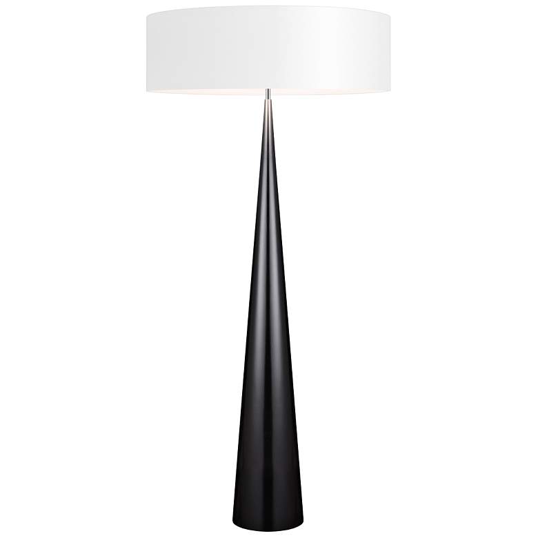 Image 1 Big Floor Cone Glossy Black Floor Lamp with Paper Shade