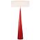 Big Floor Cone Glossy Red Floor Lamp with Linen Shade