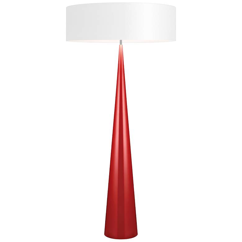 Image 1 Big Floor Cone Glossy Red Floor Lamp with Paper Shade