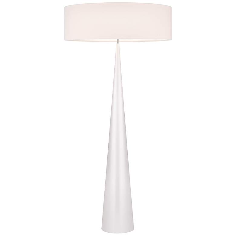 Image 1 Big Floor Cone Glossy White Floor Lamp with Linen Shade