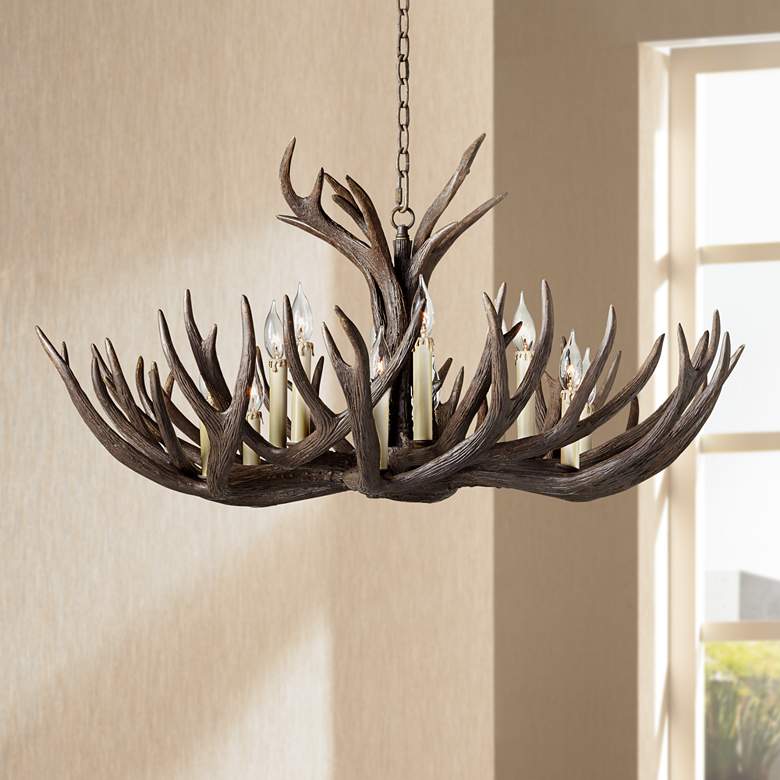 Image 1 Big Sky Twelve Light Elk Antler Chandelier