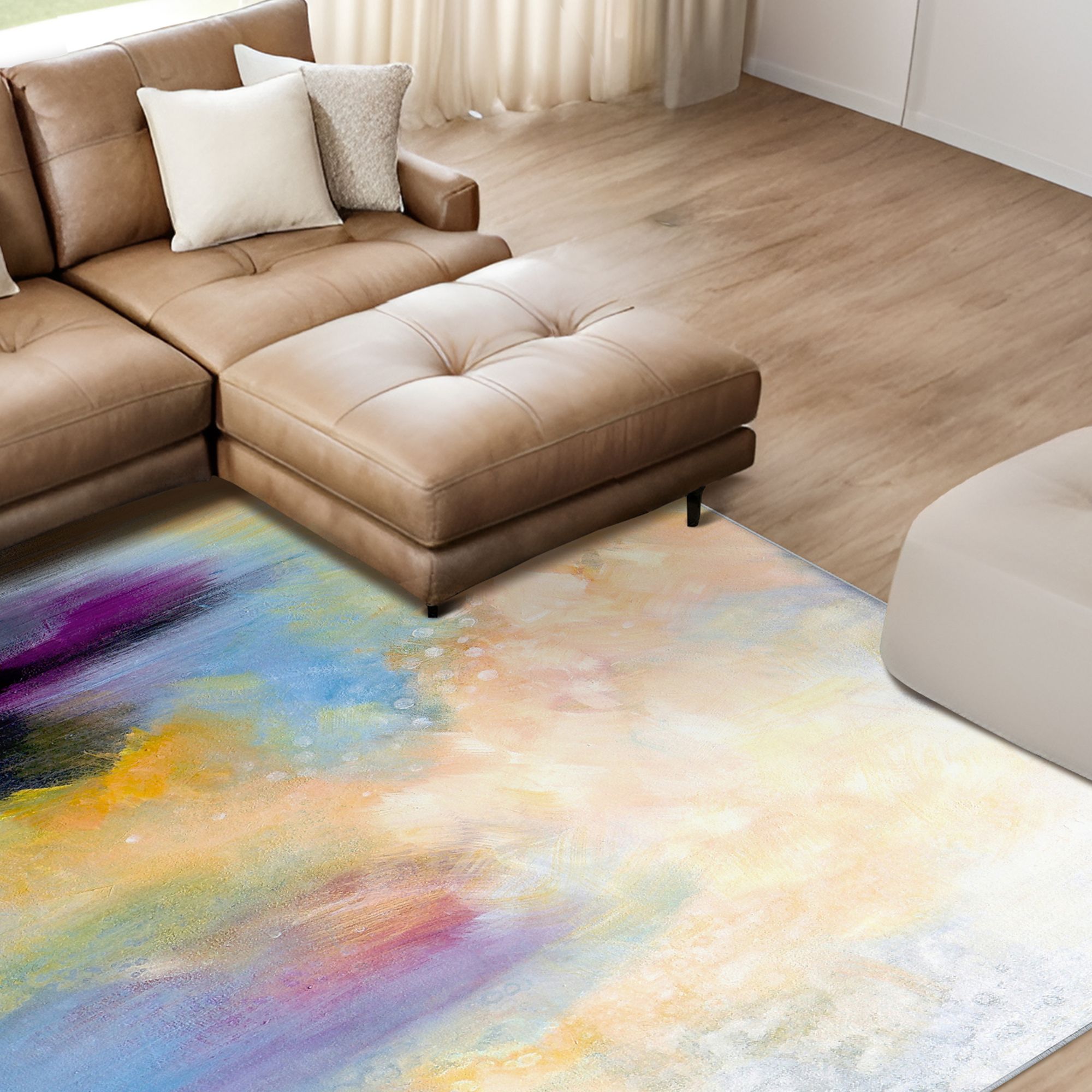 Image 5 Big Splash Washable Abstract Art Area Rug size 8'x10' more views