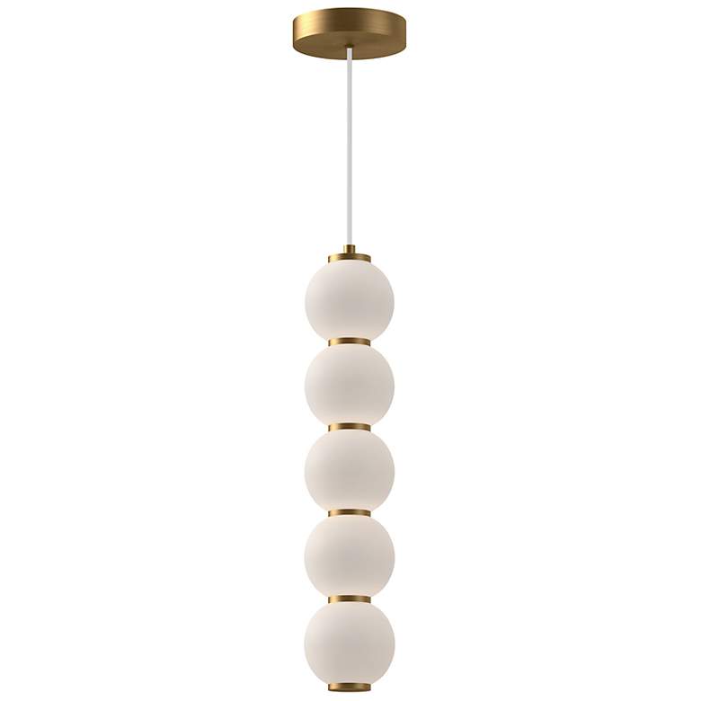 Image 2 Bijou 4 1/2" Wide Aged Gold and White Glass LED Mini Pendant