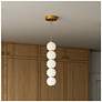 1_Bijou 4 1/2" Wide Aged Gold and White Glass LED Mini Pendant