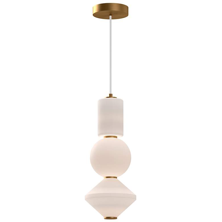 Image 2 Bijou 8" Wide Aged Gold LED Mini Pendant