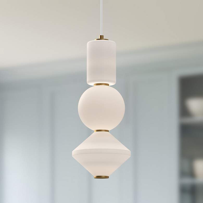 Image 1 Bijou 8" Wide Aged Gold LED Mini Pendant