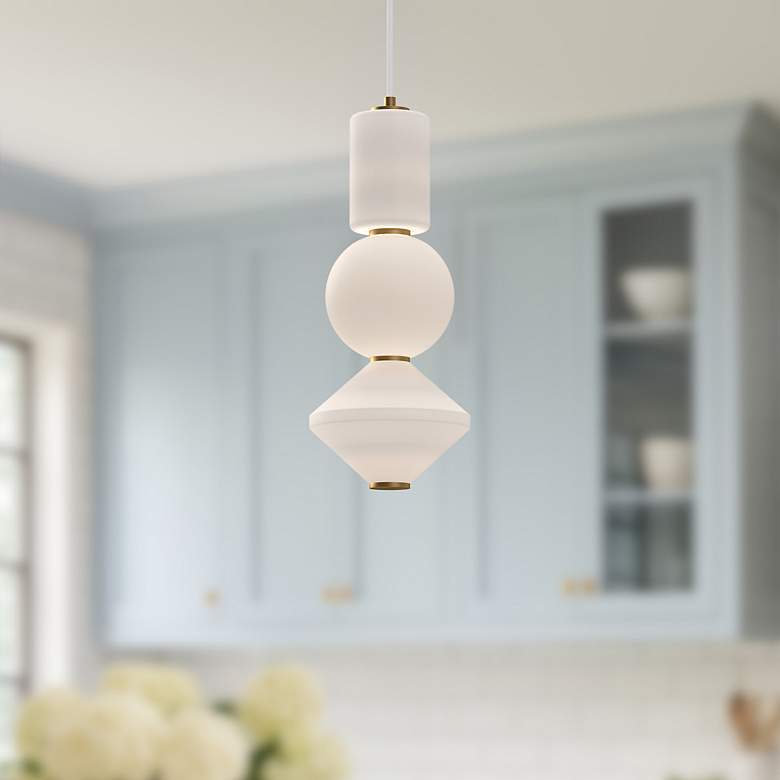 Image 3 Bijou 8" Wide Aged Gold LED Mini Pendant more views