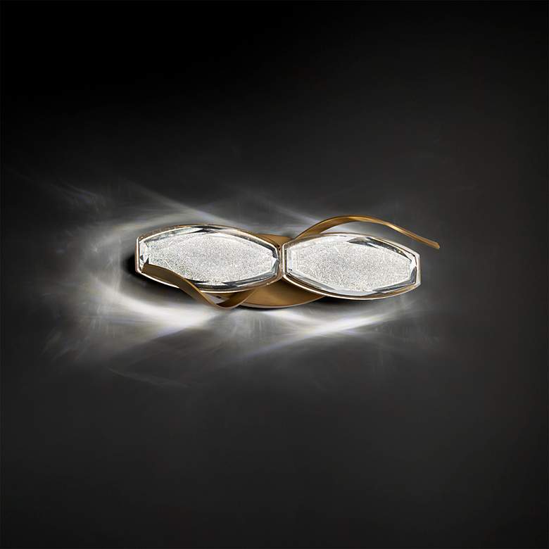 Image 3 Bijoux 5"H x 19.13"W 2-Light Crystal Bath Bar in Aged Brass more views