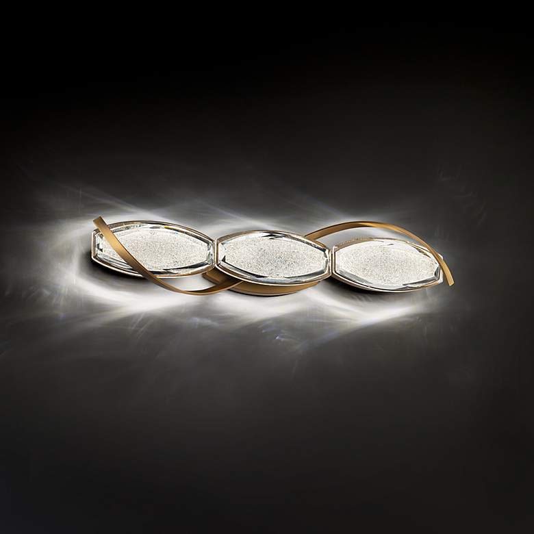 Image 3 Bijoux 5"H x 27.38"W 3-Light Crystal Bath Bar in Aged Brass more views