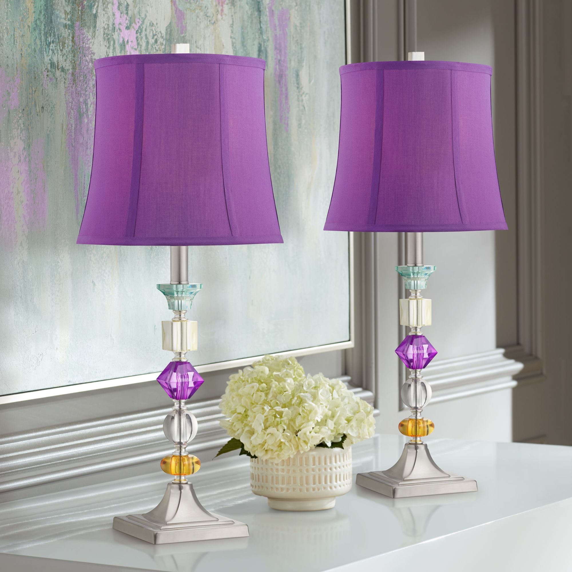 purple table lamps glass