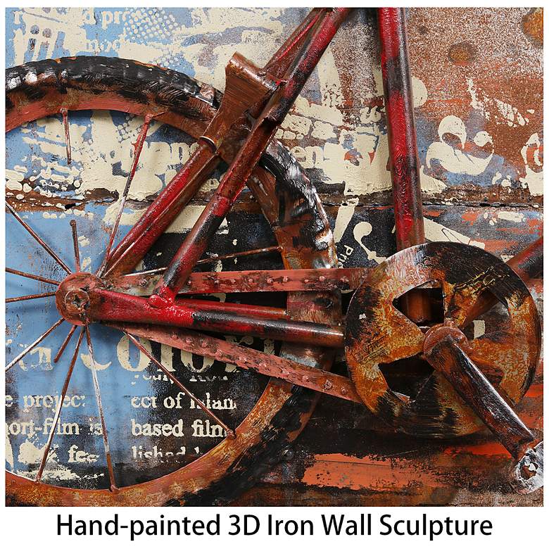 Image 6 Biking" Mixed Media Iron Hand Painted Dimensional Wall Art more views