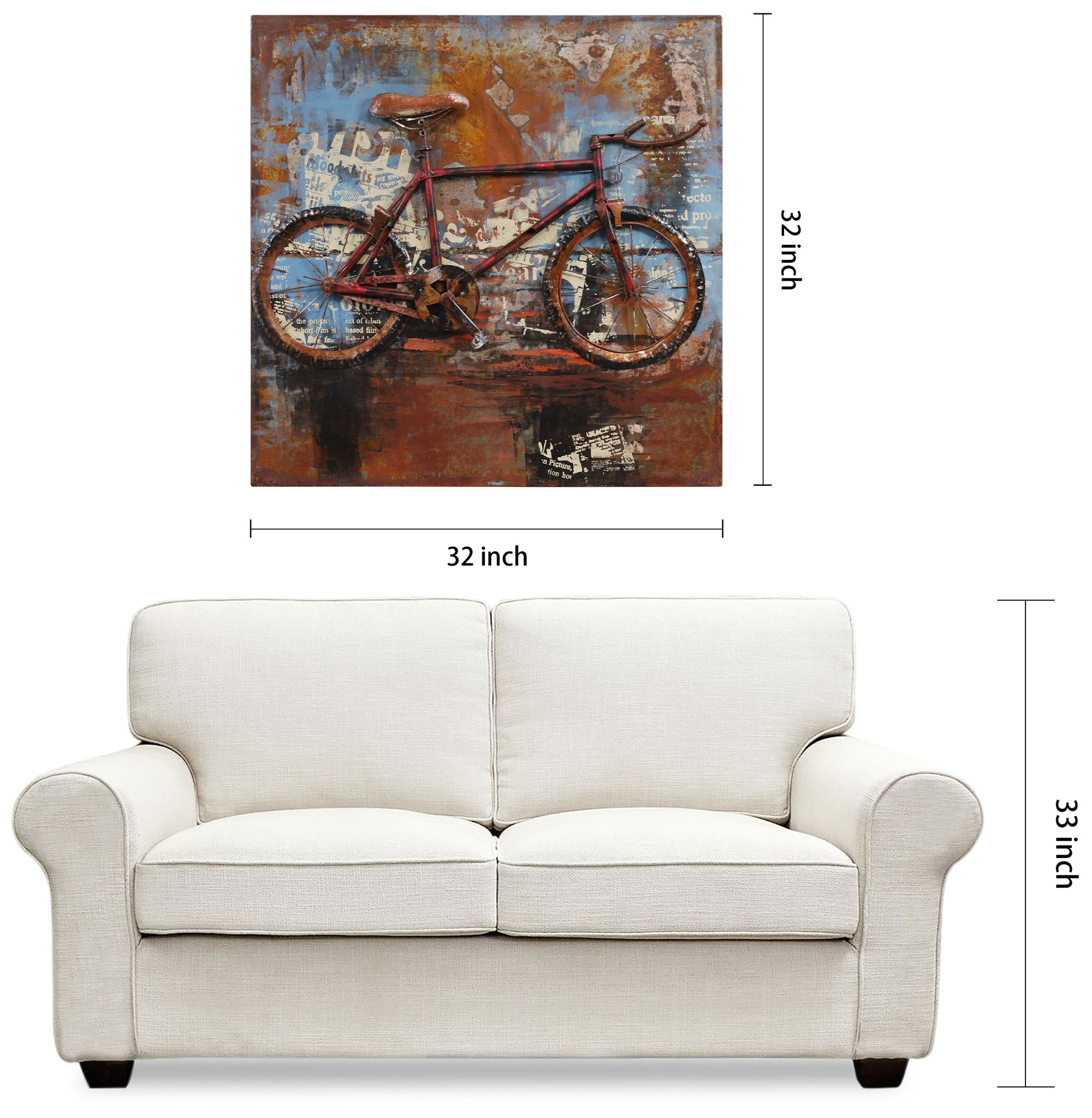 Biking" Mixed Media Iron Hand Painted Dimensional Wall Art