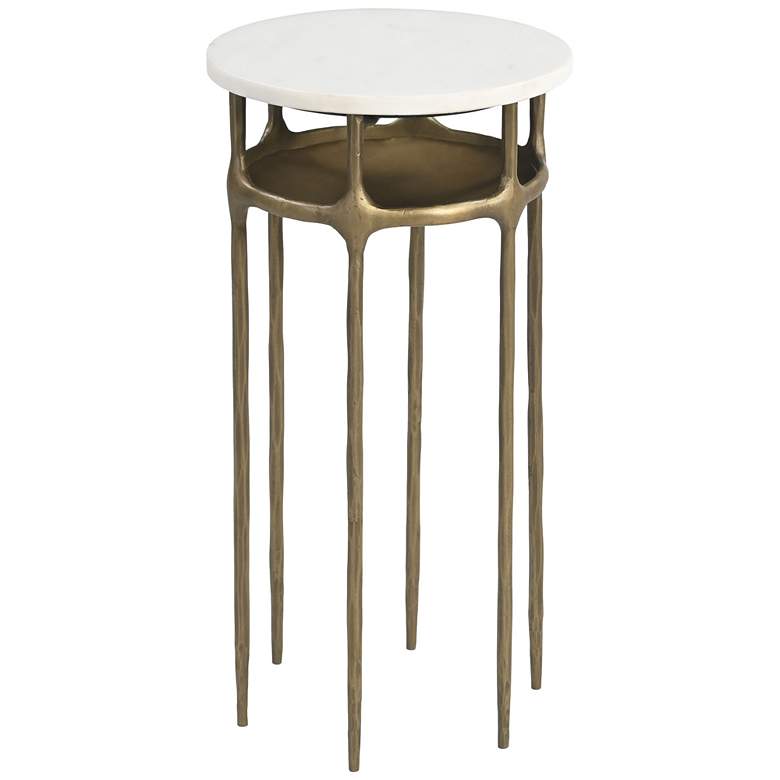 Image 1 Bild Side Table White & Brass
