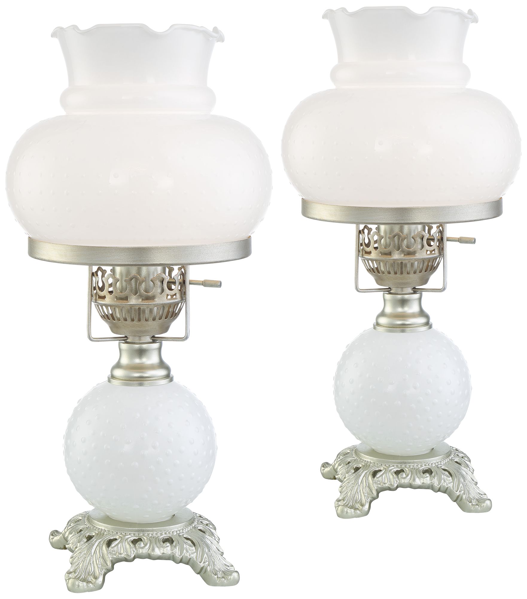 Hurricane Lamps Table Lamps Lamps Plus   Billy 16 High White Milk Glass Hurricane Lamps Set Of 2  69e48 