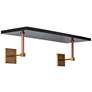 Billy 36" Wide Black and Brown Faux Leather Wall Shelf
