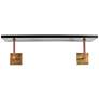 Billy 36" Wide Black and Brown Faux Leather Wall Shelf