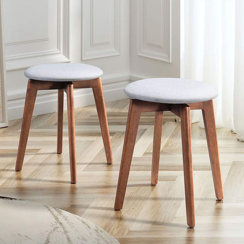 Image 1 Billy Light Gray Fabric and Walnut Accent Chairs Set of 2