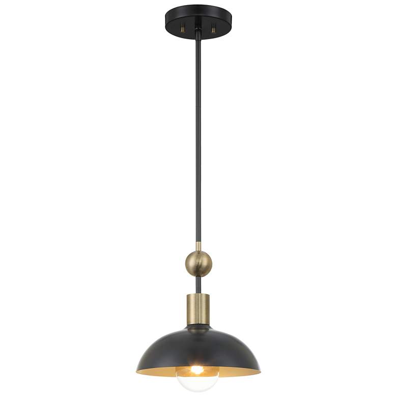 Image 1 Biloxi 10 3/4" Wide Coal and Antique Brass Mini Pendant