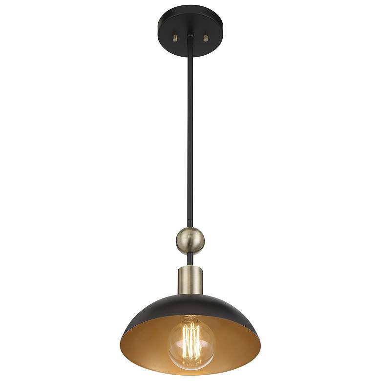 Image 4 Biloxi 10 3/4" Wide Coal and Antique Brass Mini Pendant more views