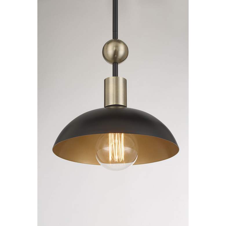 Image 5 Biloxi 10 3/4" Wide Coal and Antique Brass Mini Pendant more views