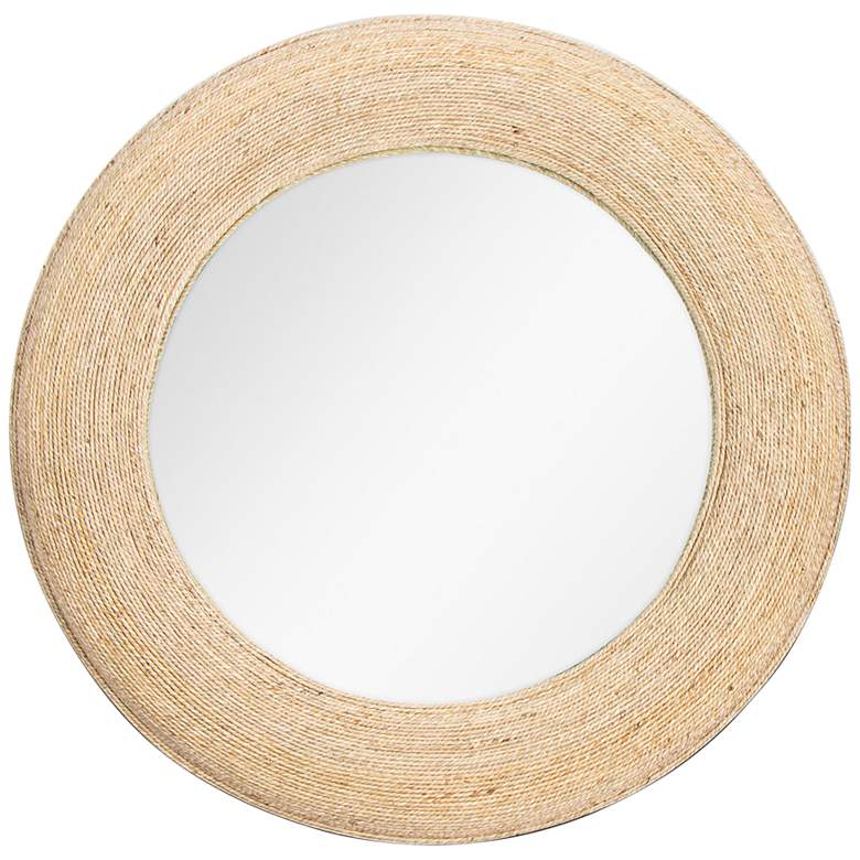 Image 1 Bimini Natural Brown Rattan 32 inch Round Wall Mirror