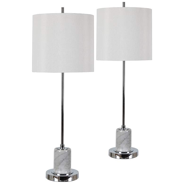 Image 1 Bingham Chrome and Marble Modern Table Lamps Set of 2