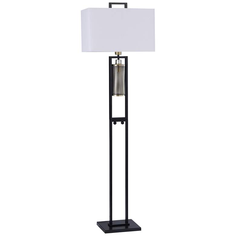 Image 1 Bingley Black and Brass Metal Floor Lamp with Night Light