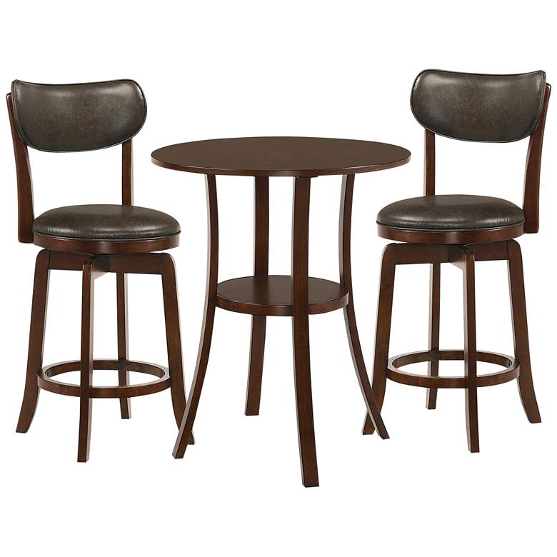 Image 2 Bingo Brown Expresso Cherry 3-Piece Counter Height Table Set
