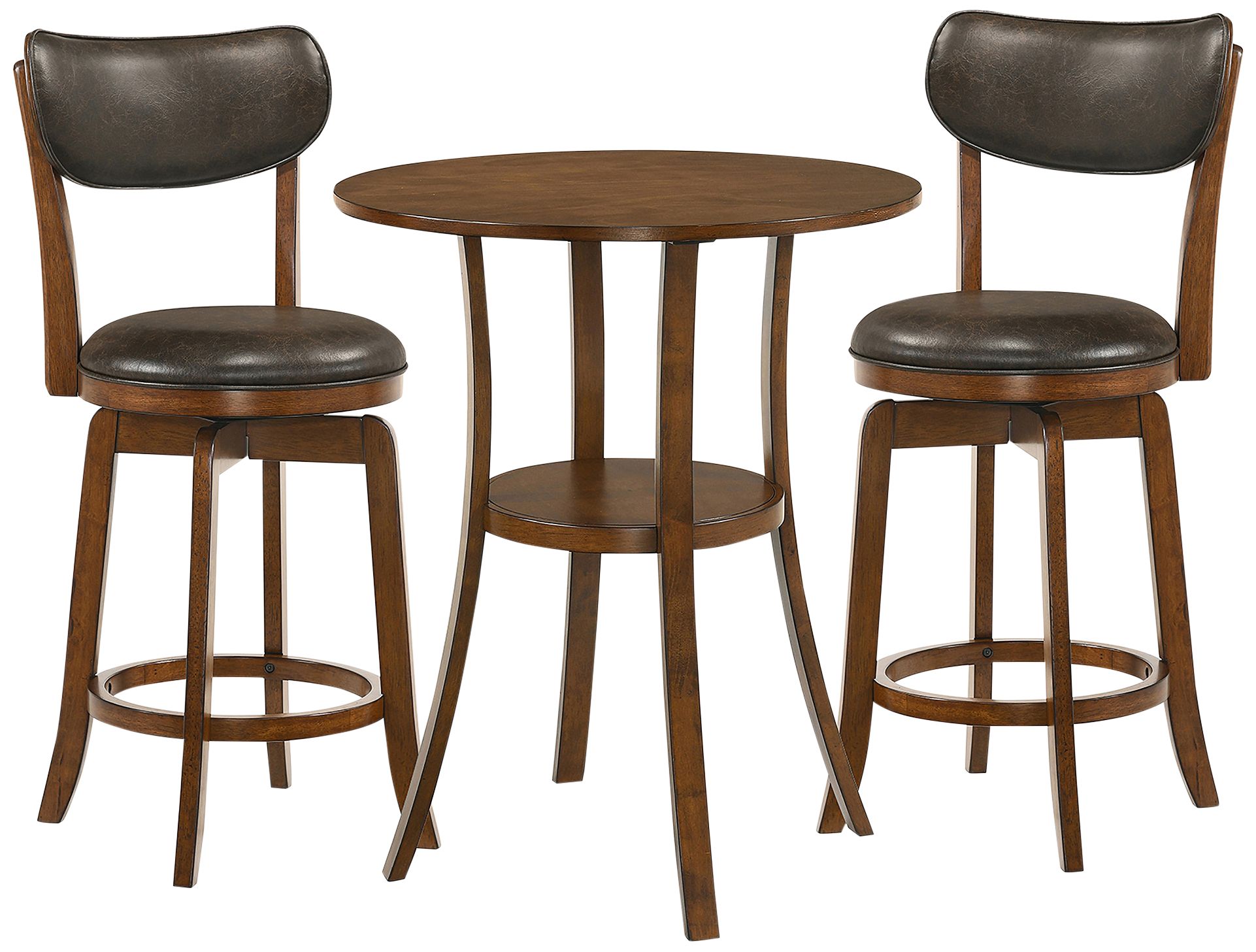 Bingo Brown Merlot 3-Piece Counter Height Table Set