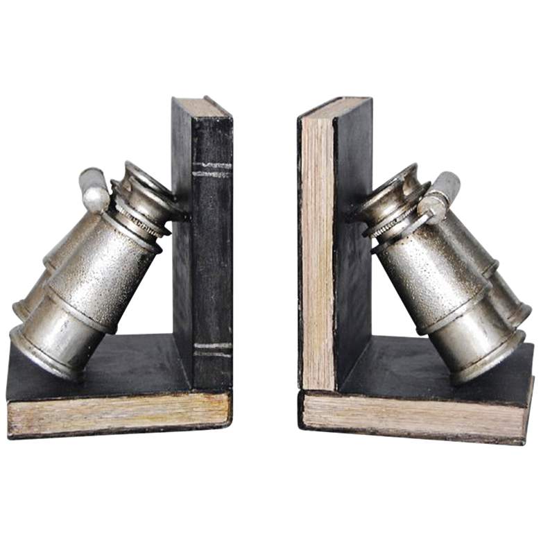 Image 1 Binocular Silver and Brown Bookends Set