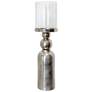 Binx Candle Stand Large Nickle Plated Metal Base Clear Glass