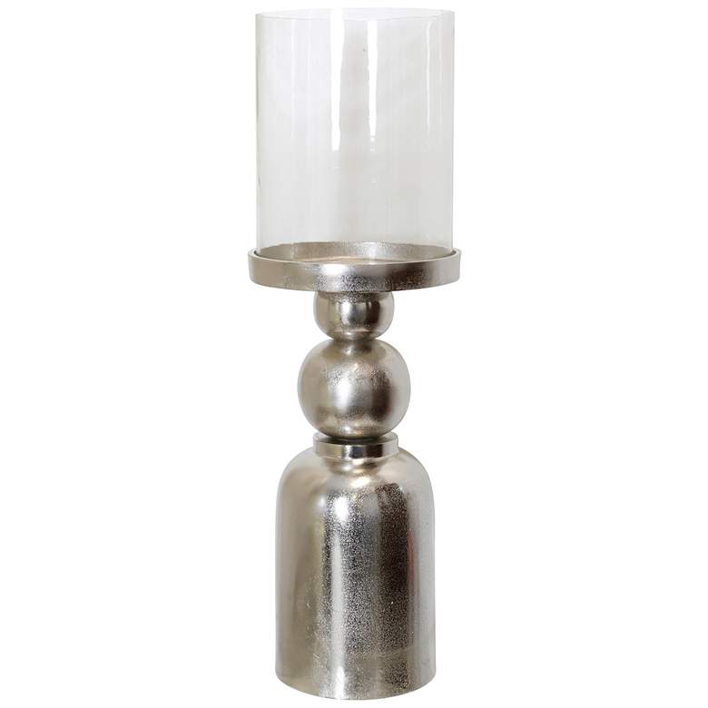 Image 1 Binx Candle Stand Small Nickle Plated Metal Base Clear Glass