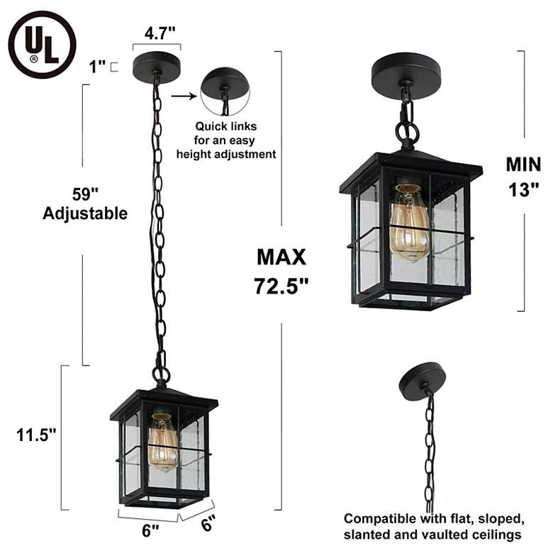 Image 5 Bioeasdera 11 1/2" High Frosted Black Outdoor Hanging Light more views