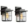1_Bioeasdera 11"H Textured Black Outdoor Wall Lights Set of 2
