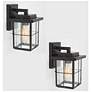 2_Bioeasdera 11"H Textured Black Outdoor Wall Lights Set of 2 more views