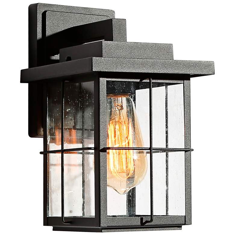 Image 7 Bioeasdera 11"H Textured Black Outdoor Wall Lights Set of 2 more views