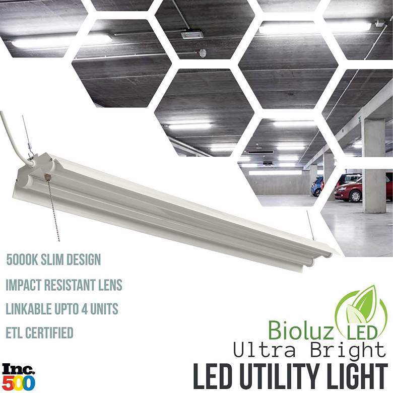 Image 1 Bioluz 47 1/2 inch Wide Bright White Dual LED Utility Shop Light